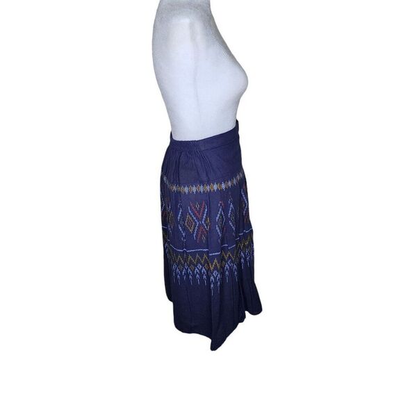 Vintage Aztec Print Boho Circle Skirt Womens Size XS Blue - Picture 3 of 5